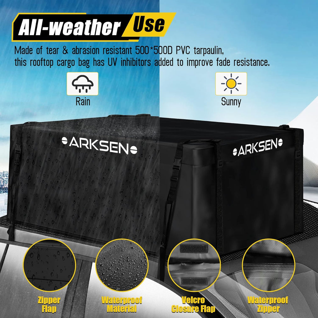 Extra-Wide 21 Cubic Feet Waterproof Rooftop Cargo Carrier Bag with 8 Reinforced Straps X144
