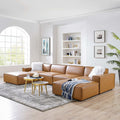 Tan 6-Piece Vegan Leather Sectional Sofa F16038
