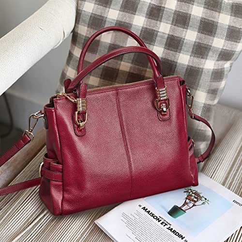 Soft Genuine Leather Satchel Tote Shoulder Bag P4588