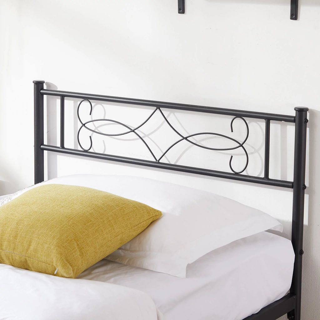 Twin Size Black Metal Platform Bed Frame with Headboard K80081