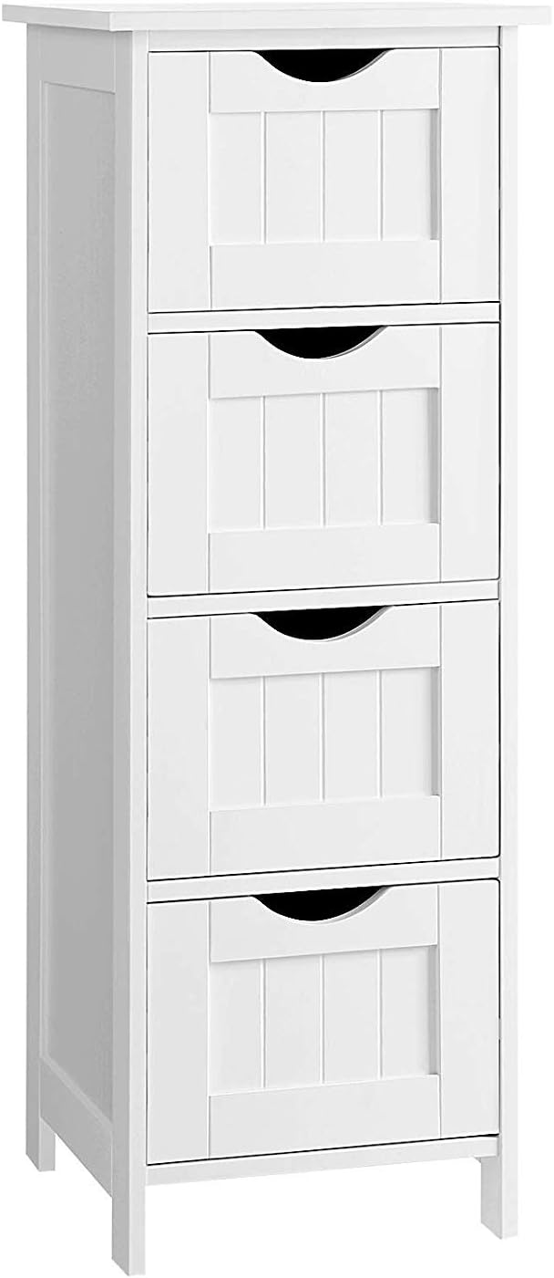 White 4 Drawer Bathroom Floor Cabinet B852405