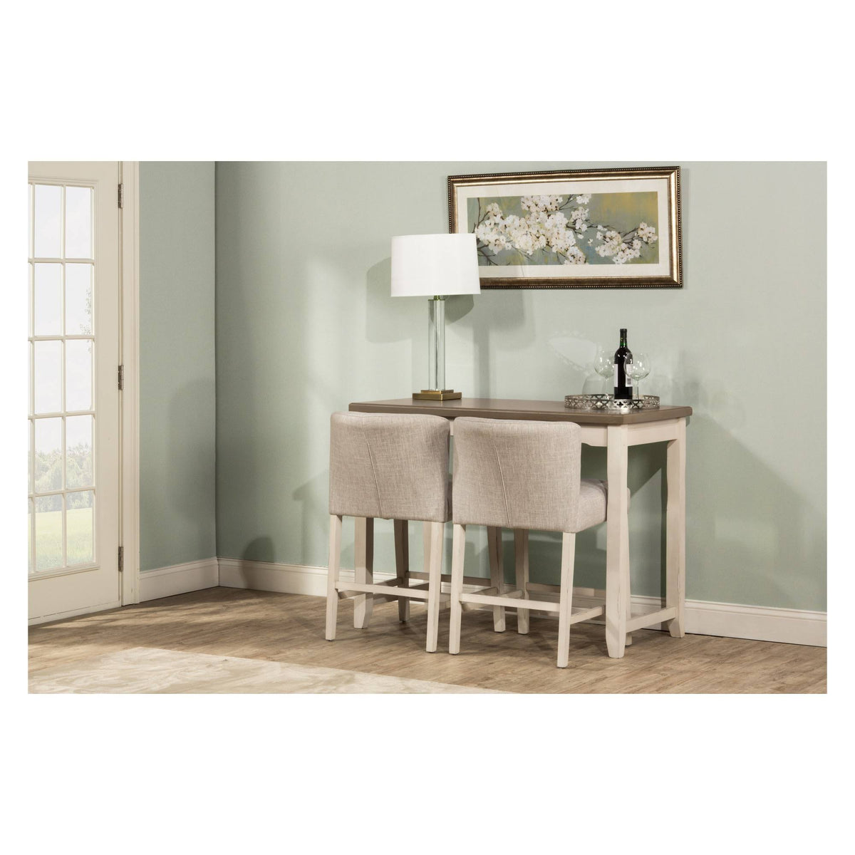 3-Piece Counter Height Side Dining Set with Wing Arm Stools L46061