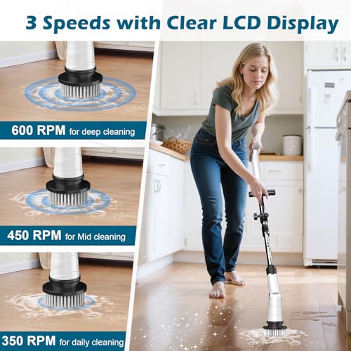 Cordless Electric Spin Scrubber with 8 Brush Heads H632