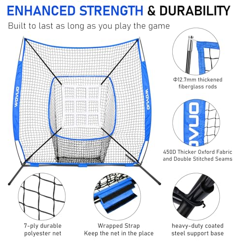 7x7 ft Baseball Softball Net with Strike Zone W7463