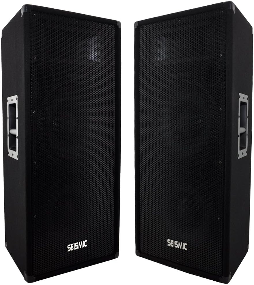 Pair of Dual 12 PA/DJ Speaker Cabinets with Titanium Horns, 700 Watts RMS per Cabinet W2277