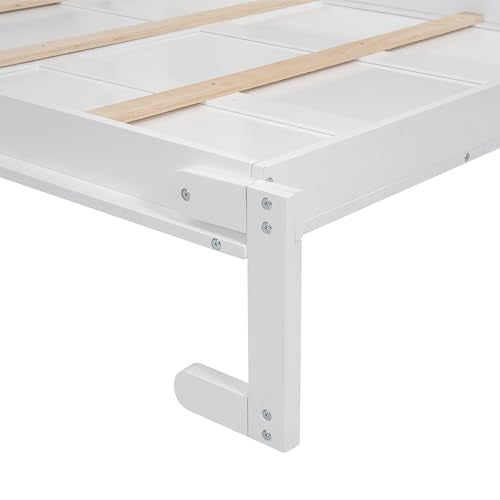 Queen Size Foldable Wood Wall Bed Frame with Shelves and LED Lights R5844