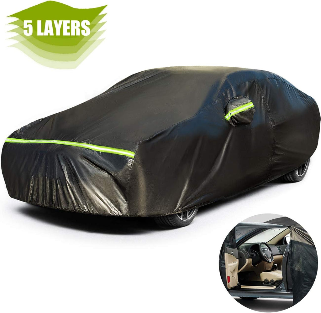 Hatchback Car Cover 5 Layers Universal Fit 157 to 171 inch Pack of 2 T10076
