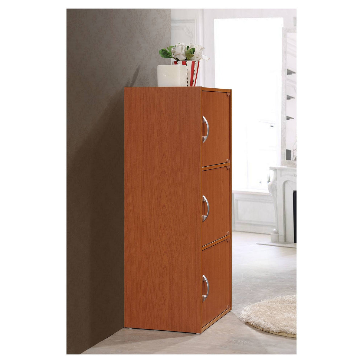 Cherry 3 Shelf 3 Door Bookcase M415723