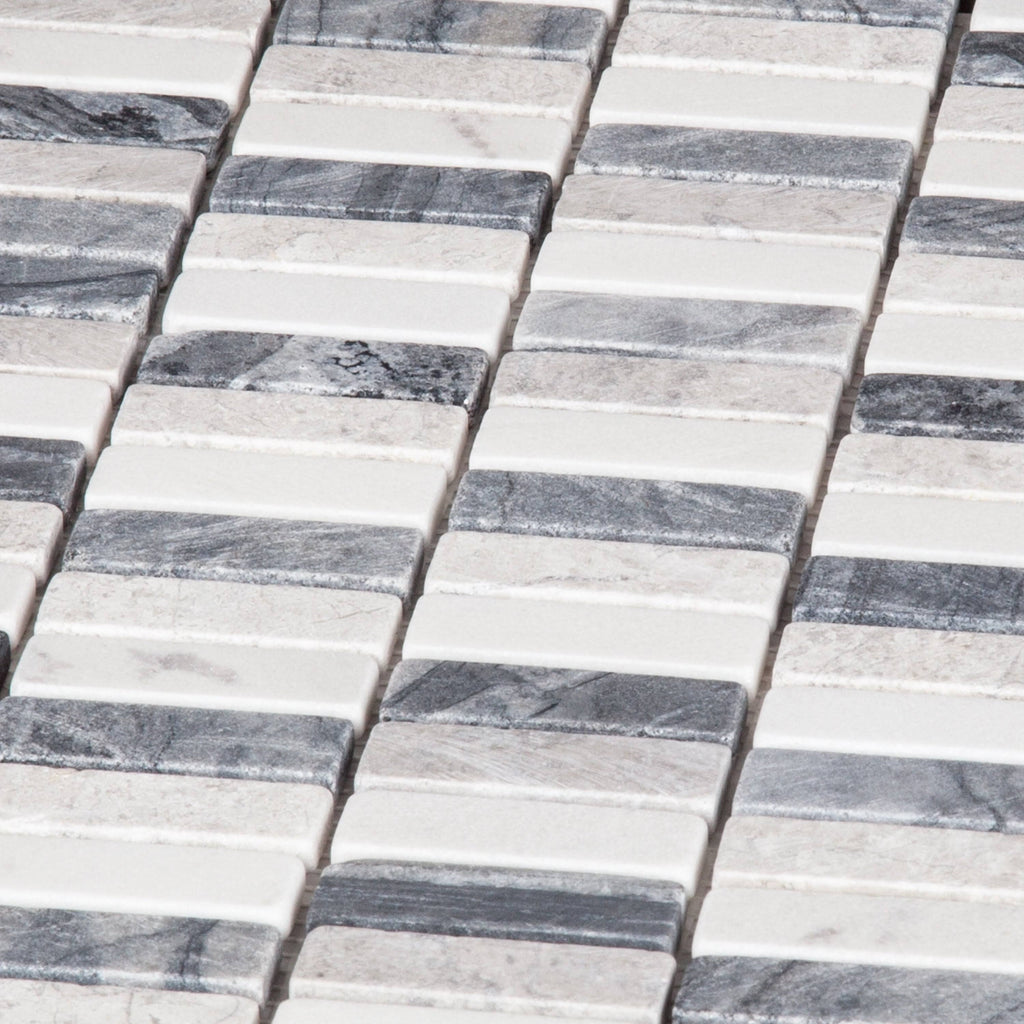 Beige Grey White Mosaic Subway Tile W6346