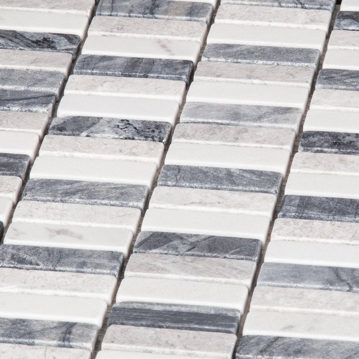 Beige Grey White Mosaic Subway Tile W6346