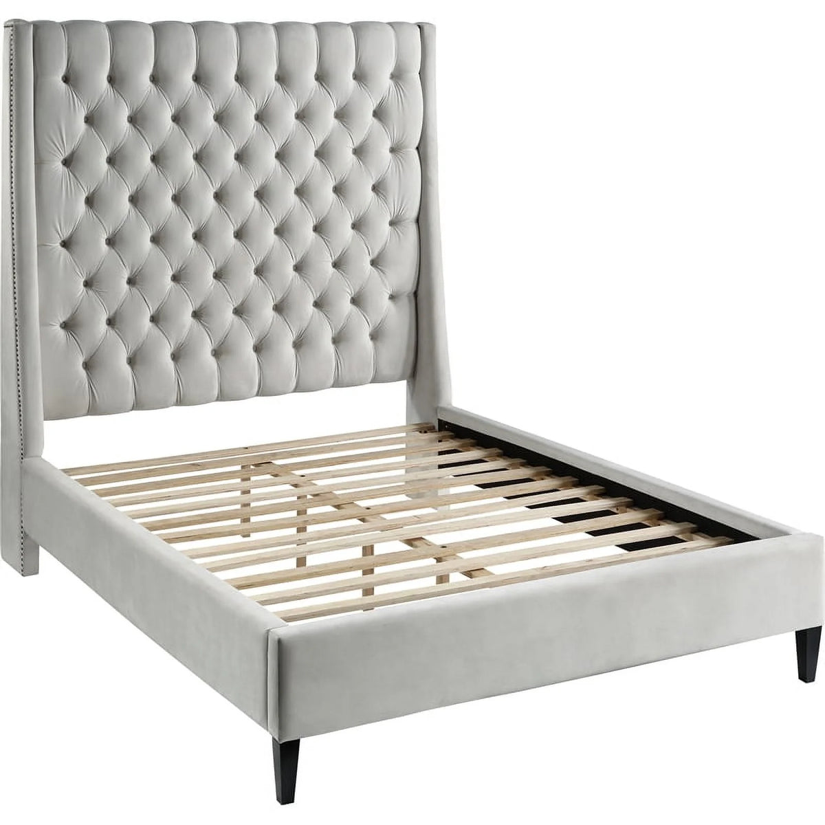 Cream Velvet Queen Bed Q502418