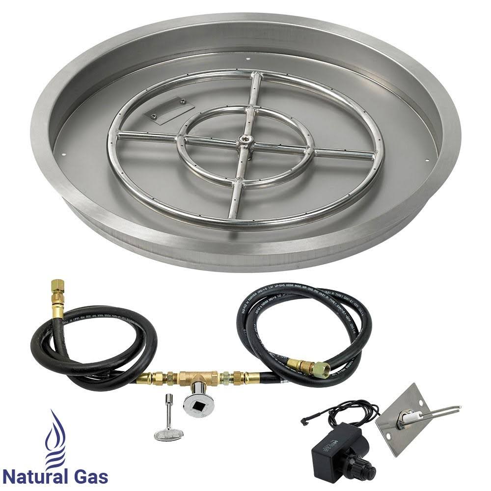 25 Round Stainless Steel Drop-In Fire Pit Pan with Spark Ignition Kit M8091