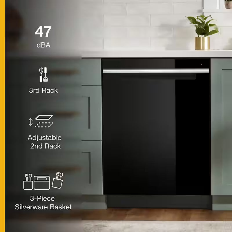 Black Built-In Tall Tub Dishwasher with Third Level Rack E817670