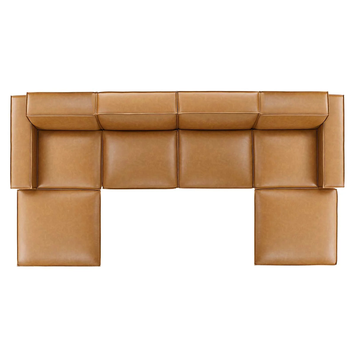 Tan 6-Piece Vegan Leather Sectional Sofa F16038
