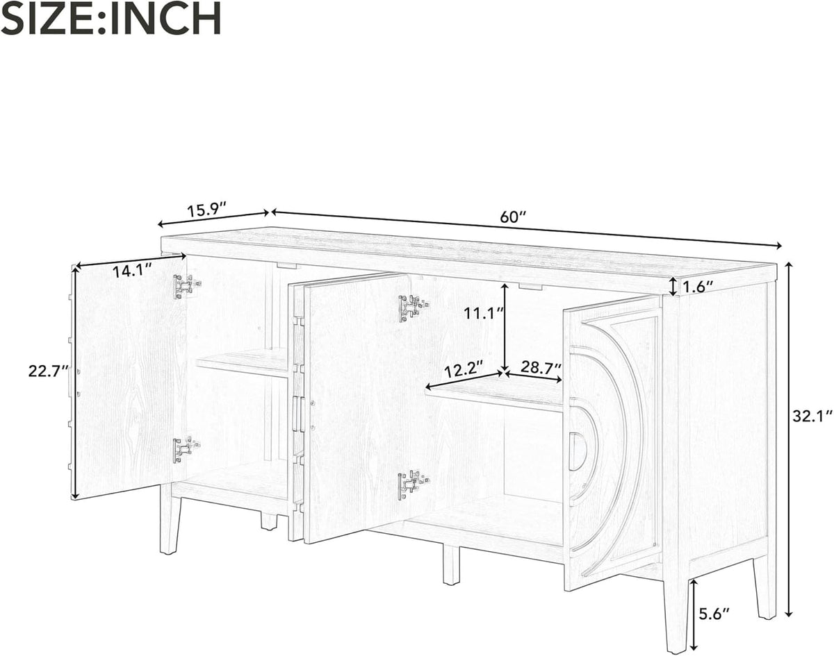 60" Storage Cabinet with Metal Handle W892975
