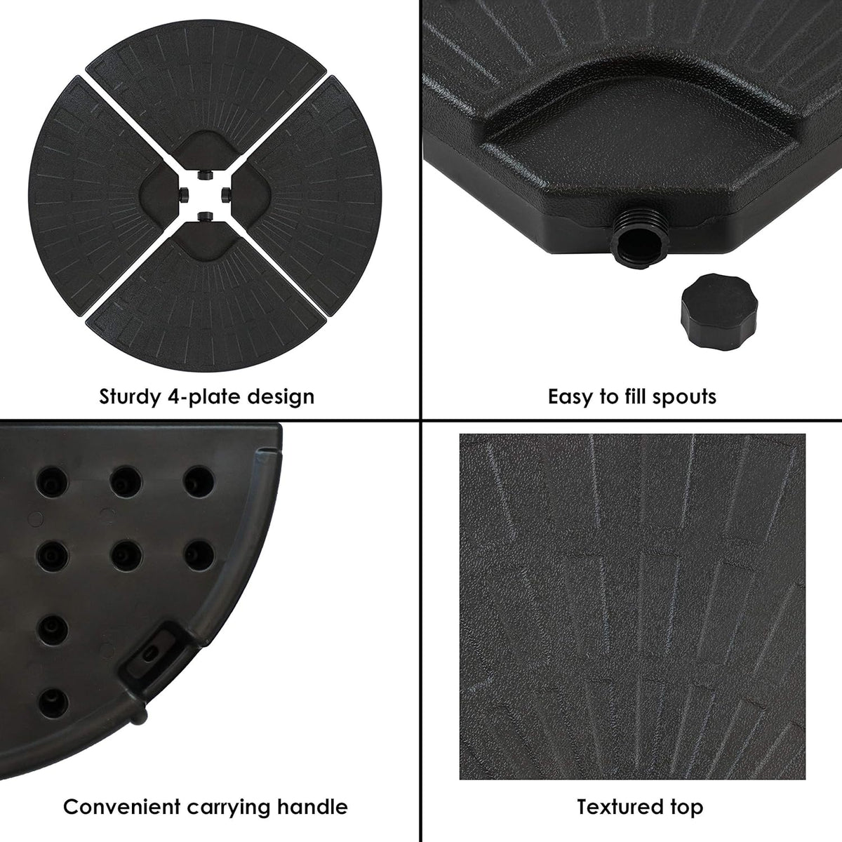 4-Piece Heavy-Duty Cantilever Offset Patio Umbrella Base Plates Black B817437