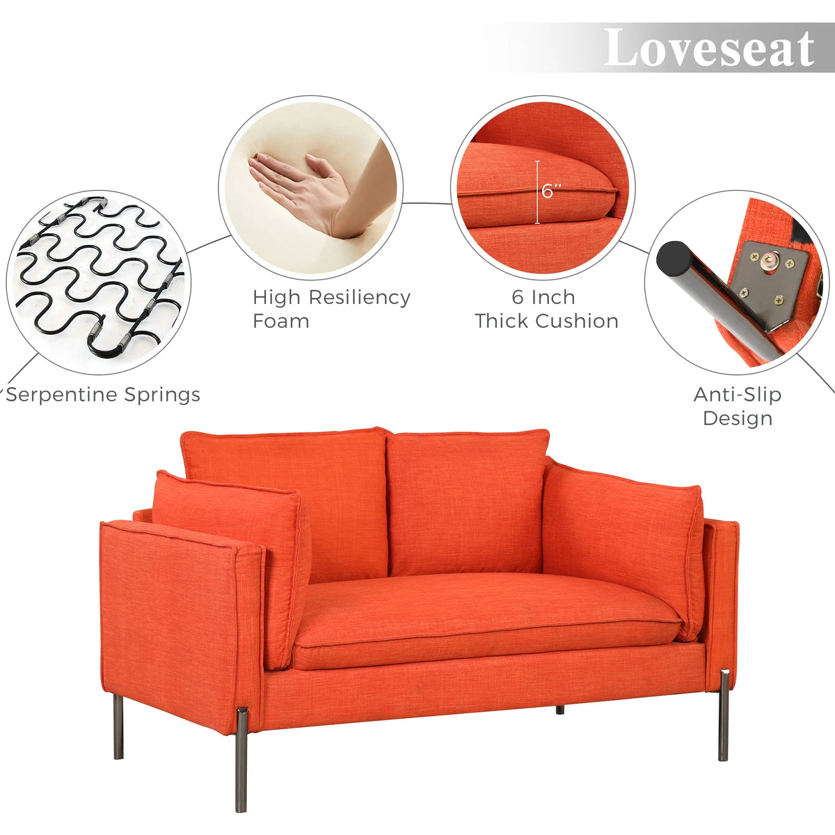 2 Piece Linen Fabric Loveseat and 3 Seat Couch Set H13506