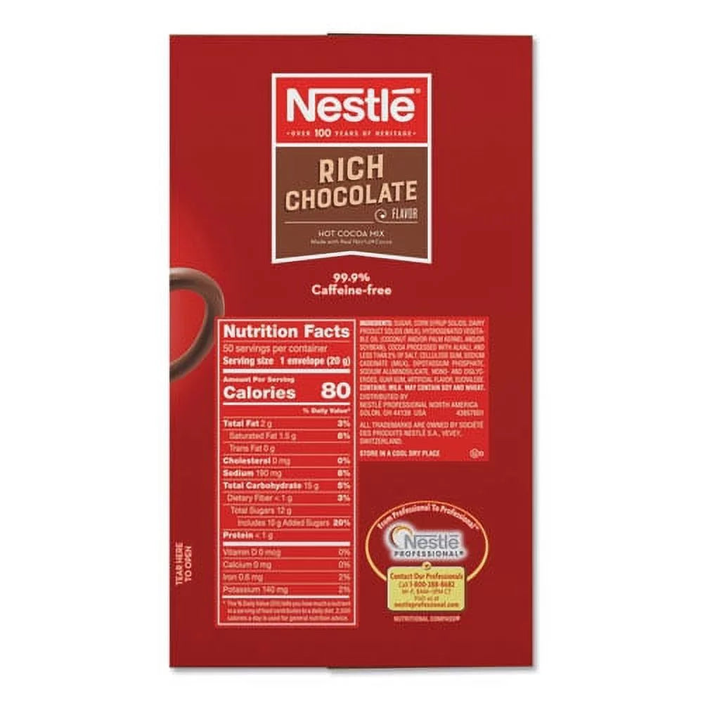 Hot Cocoa Mix, Rich Chocolate, .71oz, 50/box, Bundle of 2 Boxes C61188