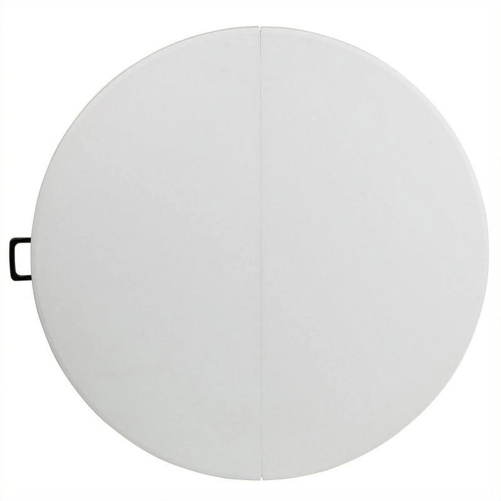 60.5" Round Granite Folding Table in White W476