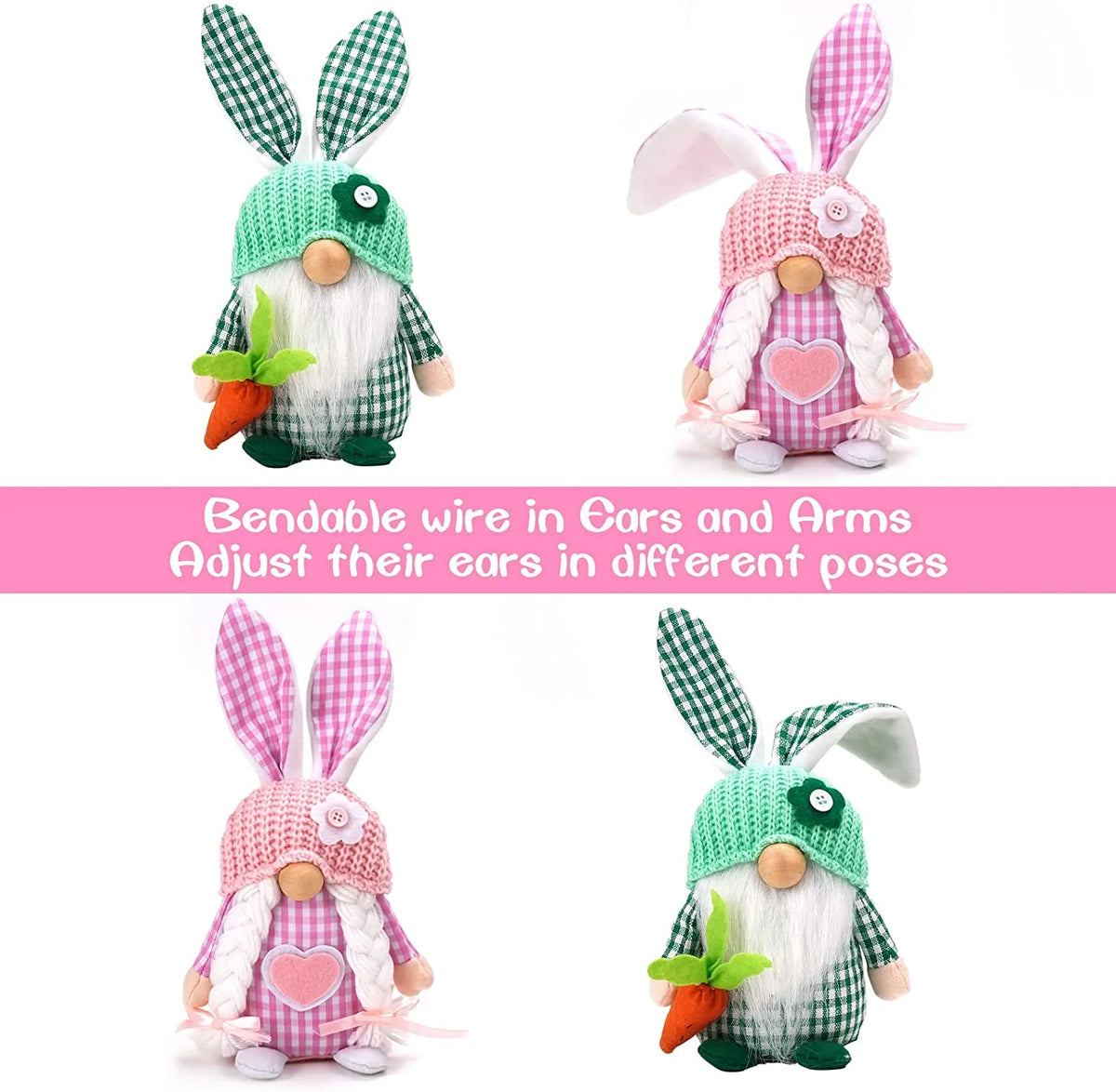 2 Pack Plush Gnome Decorations G51549