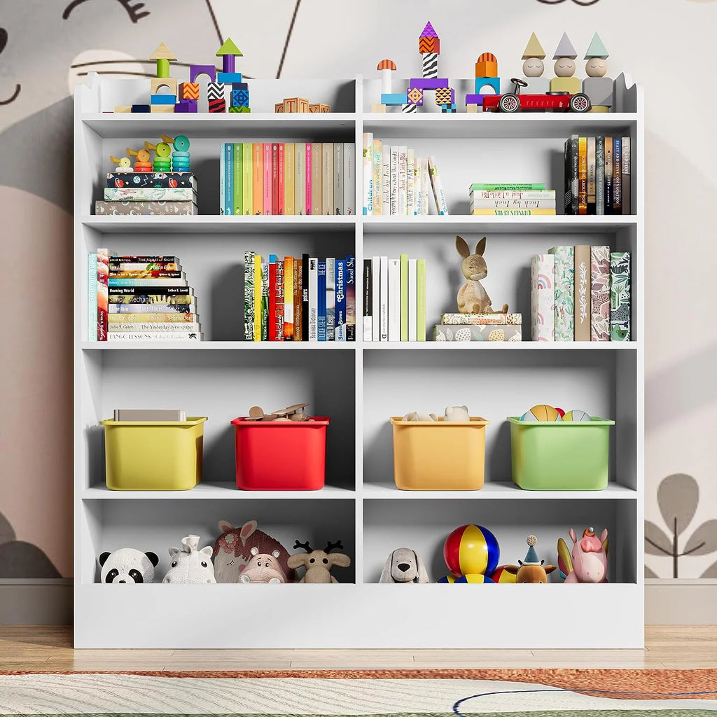 5 Tier White Wooden Kids Bookshelf Y65919