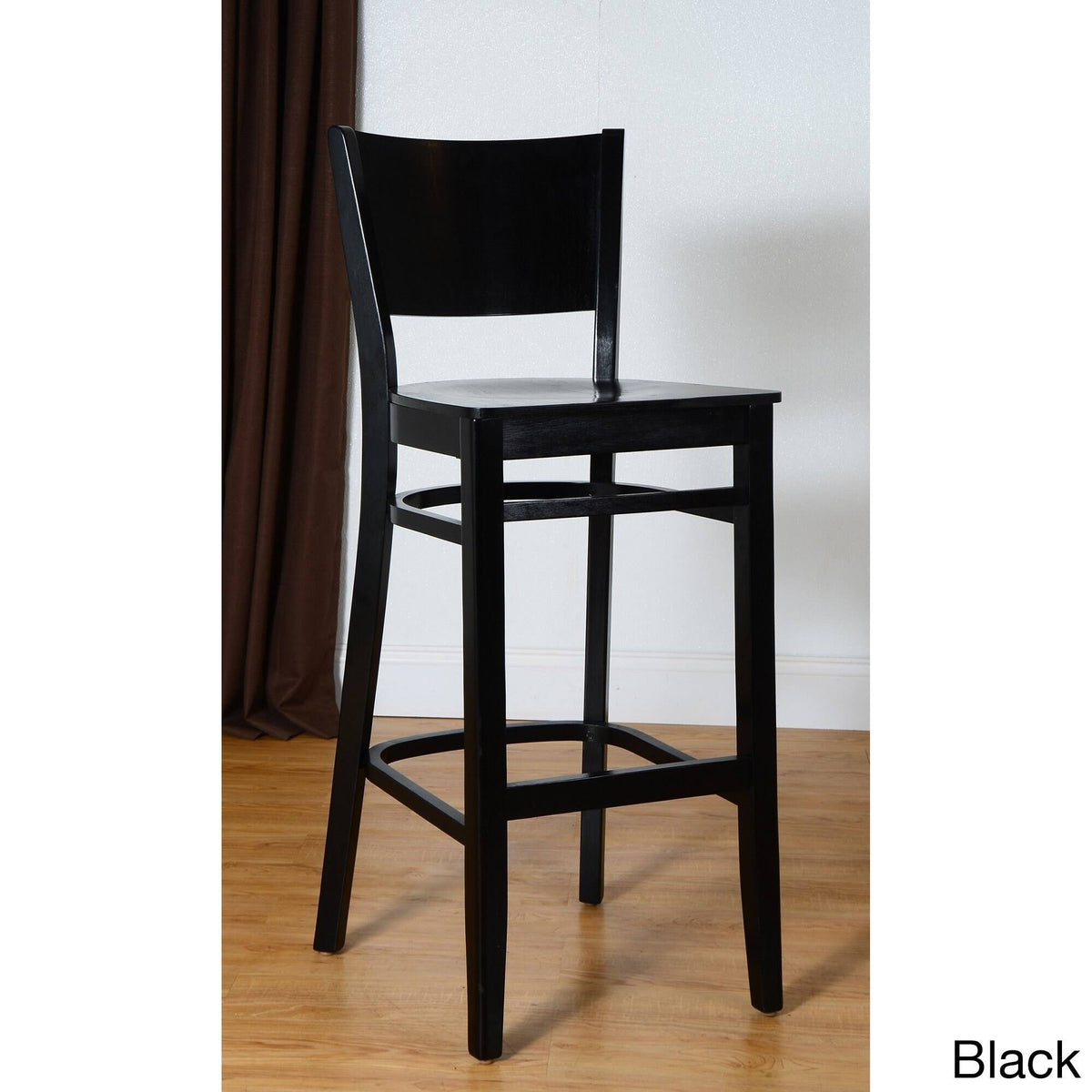 Dark Mahogany Wood Seat Bar Stool L3379