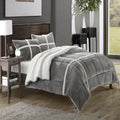 King 104x90 Silver 3 Piece Microsuede Comforter Set Q702