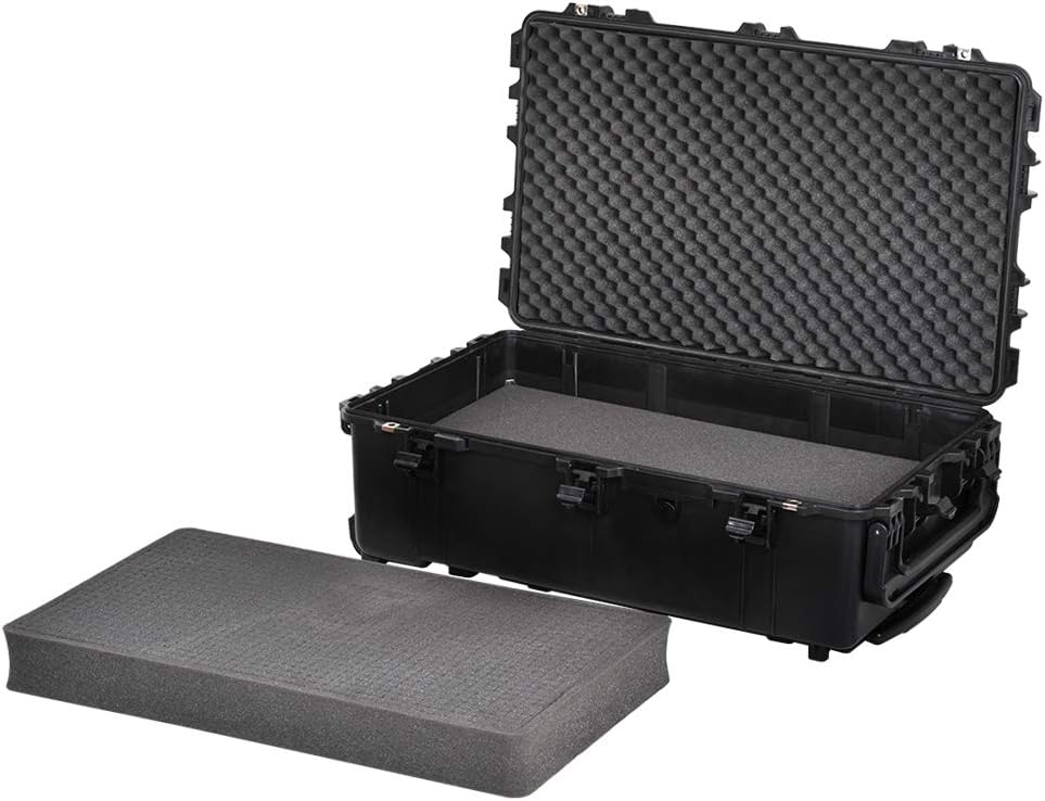 Portable Rolling Waterproof Hard Case with Wheels and Retractable Pull Handle, Black, 31.65inch x 19.37inch x 11.02inch P943325