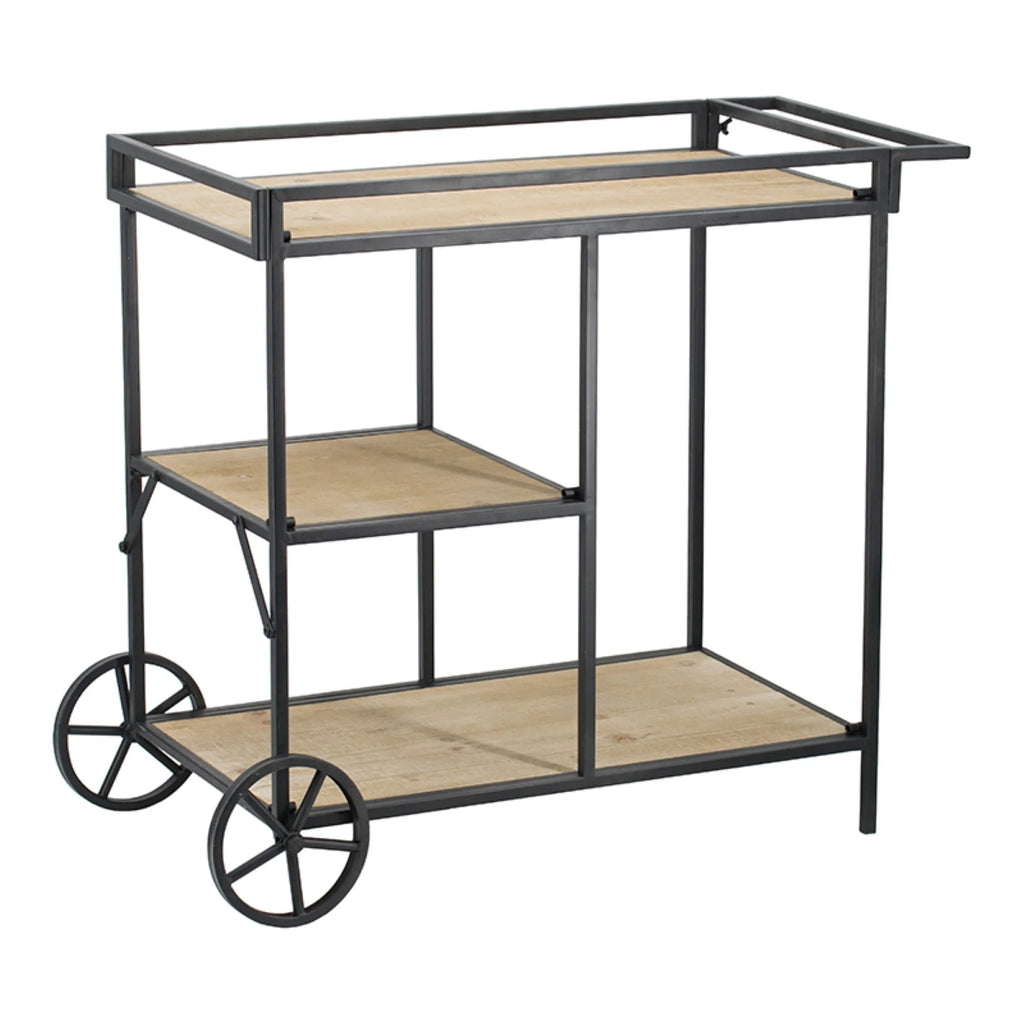 Natural Fir Wood Wall Shelf with Wheels X275
