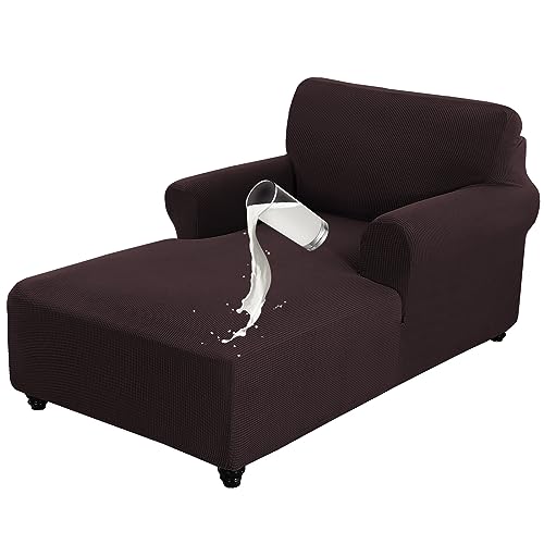 D-Copper Green Stretch Jacquard Chaise Lounge Slipcover F301