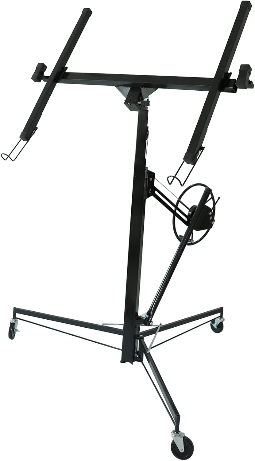 11FT 150LB Drywall Lifter Panel Hoist with Rolling Caster (Yellow) Q4802