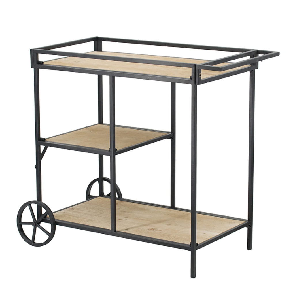 Natural Fir Wood Wall Shelf with Wheels X275