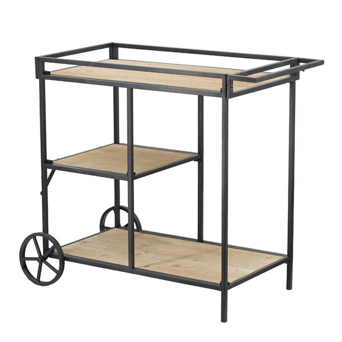 Natural Fir Wood Wall Shelf with Wheels X275