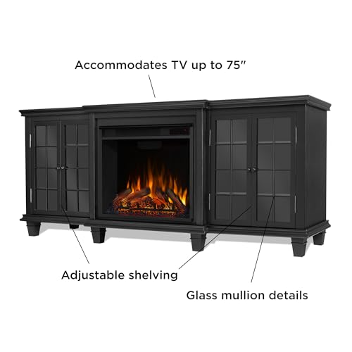 White 70" Electric Fireplace TV Stand with Adjustable Shelves D39253