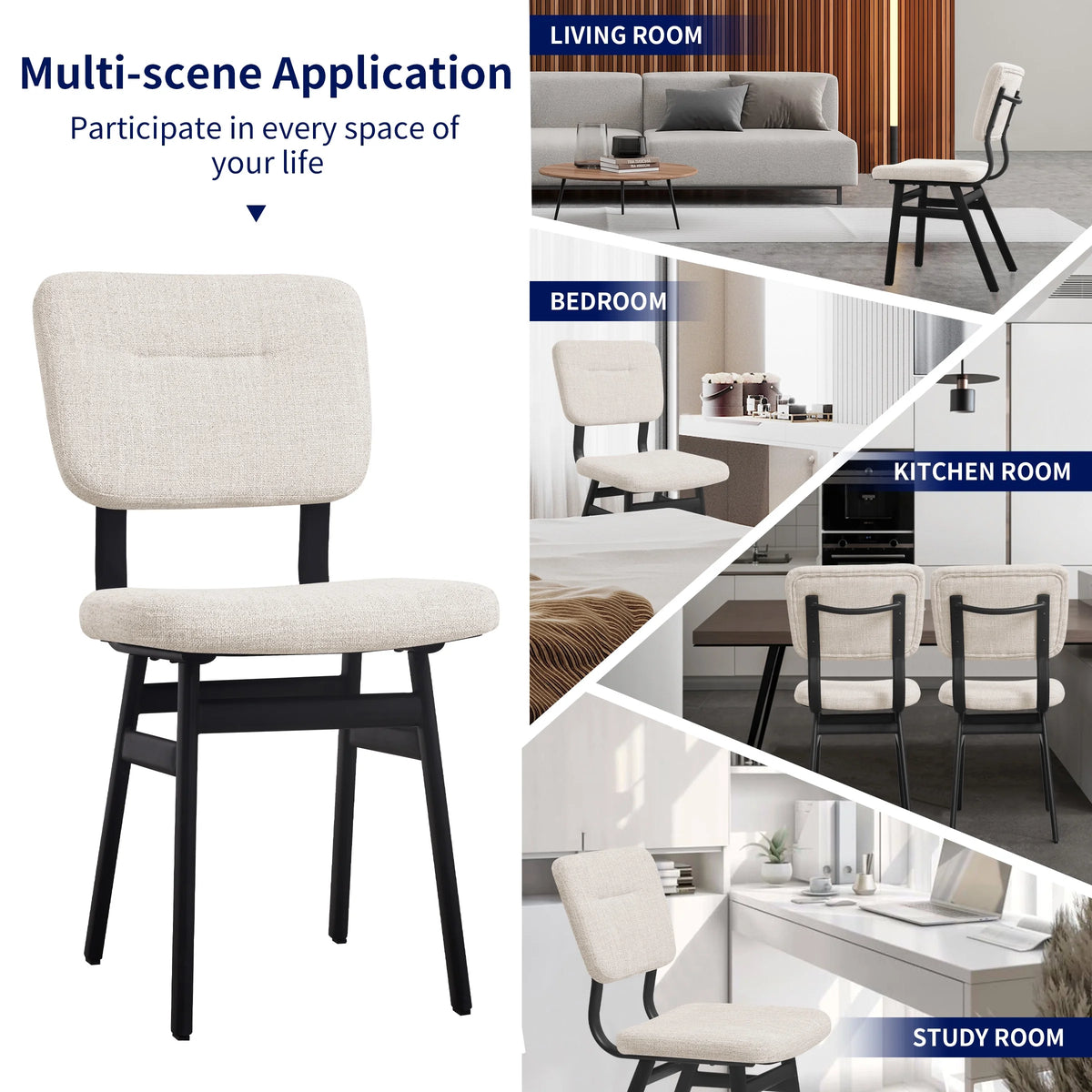 Dining Chairs Set of 2 Off-White Metal Legs M727264