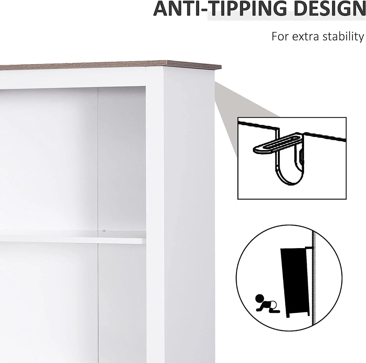 White 3-Tier Double Door Storage Cabinet K8225