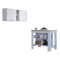 7-Shelf 4-Door 2-piece Kitchen Set White and Light Oak H305