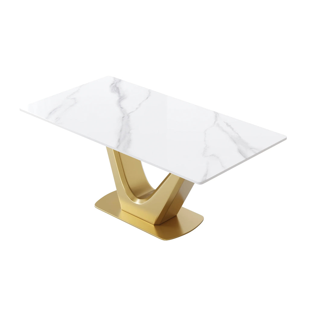 Dining Table with Golden V-Shaped Legs E707761