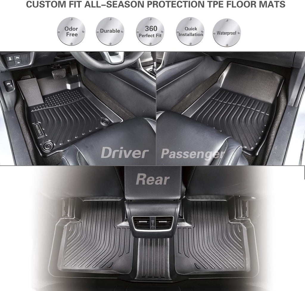 Custom Waterproof All Weather TPE Car Floor Mats Full Set Black V30482