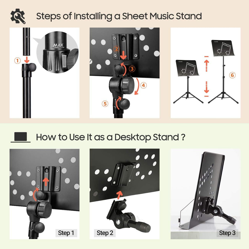 2 in 1 Foldable Sheet Music Stand with Carrying Bag U342
