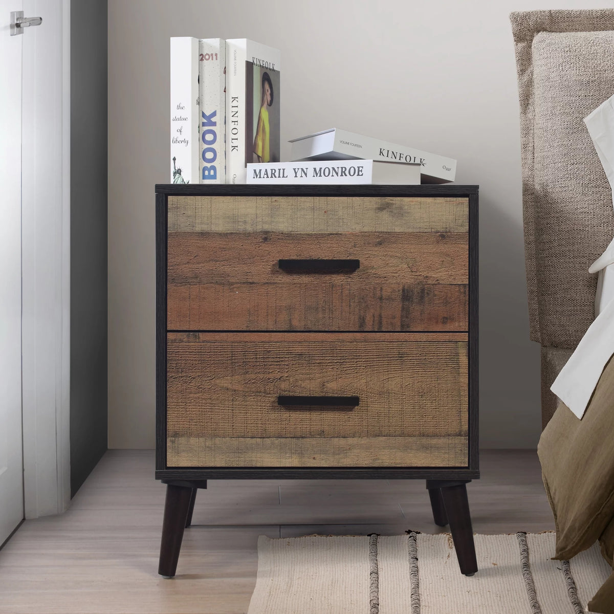2 Drawers Light Oak Nightstand Z269932