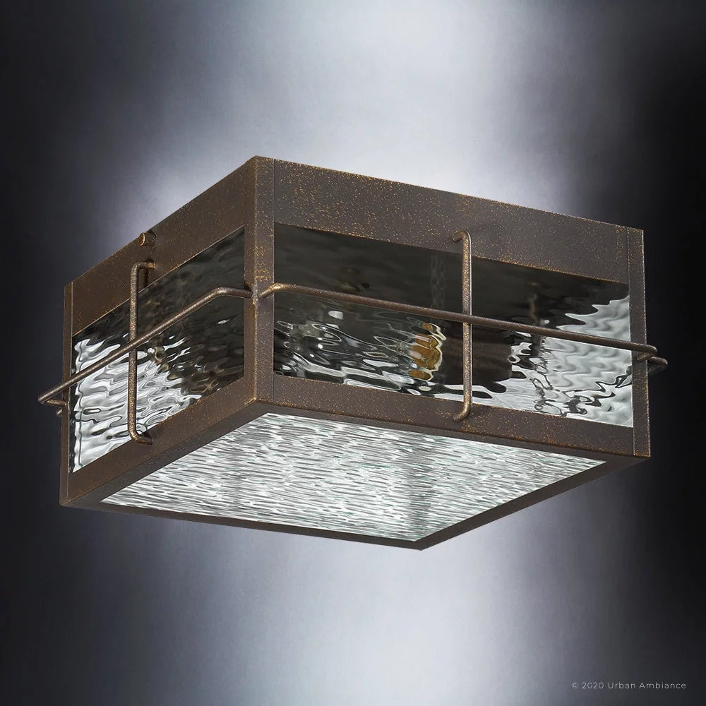 Urban Bronze Clear Water Glass Outdoor Ceiling Light Y24256