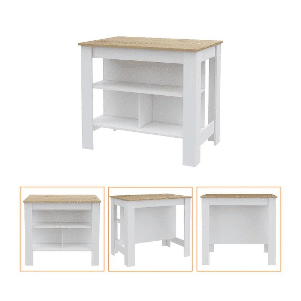 7-Shelf 4-Door 2-piece Kitchen Set White and Light Oak H305