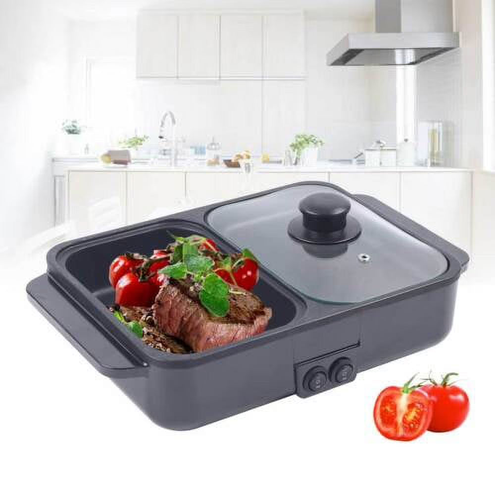 1200W Portable 2 in 1 Hot Pot Barbecue Grill Non-Stick Pan Y805