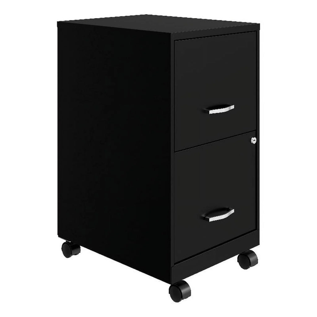 18" 2 Drawer Mobile Metal File Cabinet - Black M141