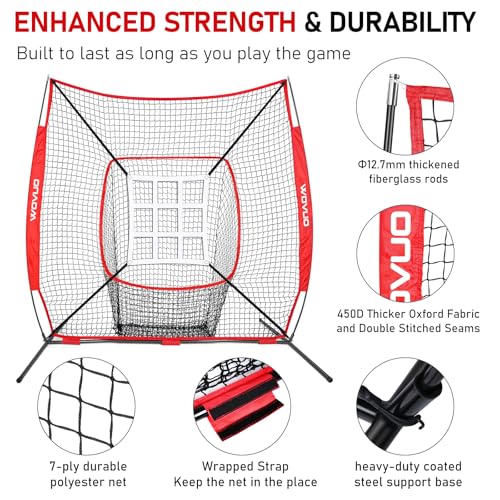 7x7 ft Baseball Softball Net with Strike Zone W7463