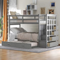 Twin Over Twin Solid Wood Bunk Bed with Trundle and 4 Drawers Y3885