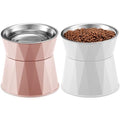 2 Pcs Elevated Stainless Steel Bowls with Adjustable Raised Stand M9274
