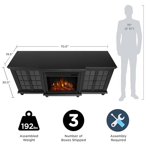 White 70" Electric Fireplace TV Stand with Adjustable Shelves D39253