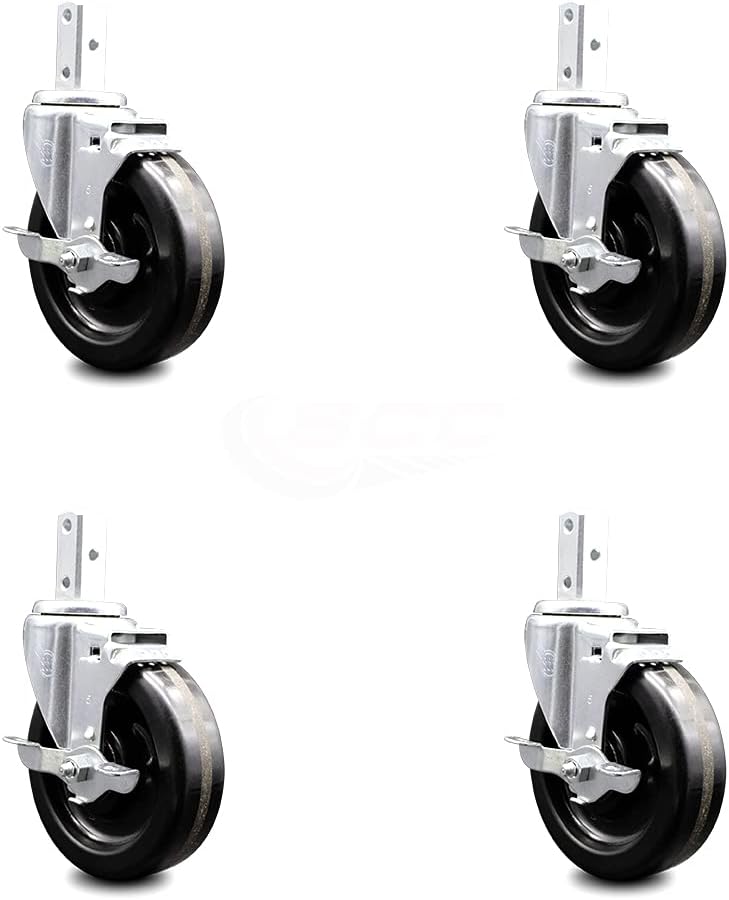 Swivel Square Stem Caster Set 4 with Black Phenolic Wheel K9524
